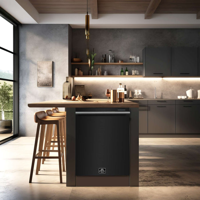 Forno Pozzo 24 " Built-In Tall Tub, Top Control,  Dishwasher, 49 dBA, Soil-Sensing Capable, ENERGY STAR in Black