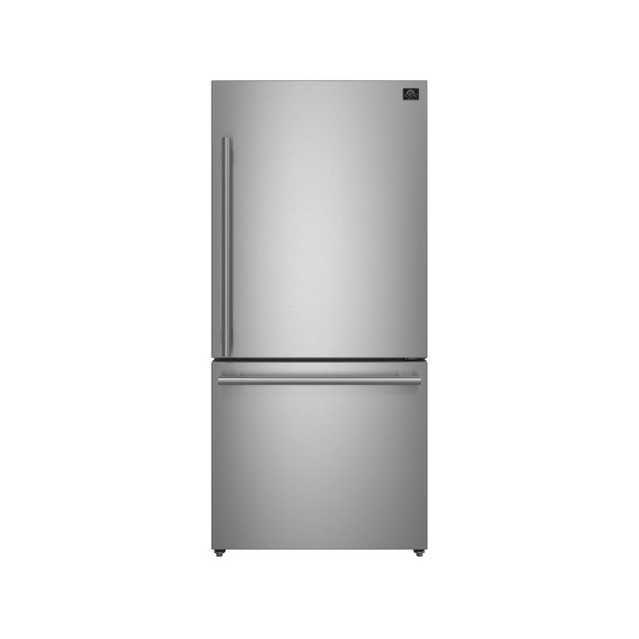 Forno Milano Espresso 31" Stainless 17.2 cu. ft. Right Swing Bottom Freezer Refrigerator in Stainless Steel