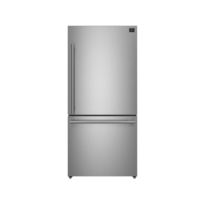 Forno Milano Espresso 31" Stainless 17.2 cu. ft. Right Swing Bottom Freezer Refrigerator in Stainless Steel