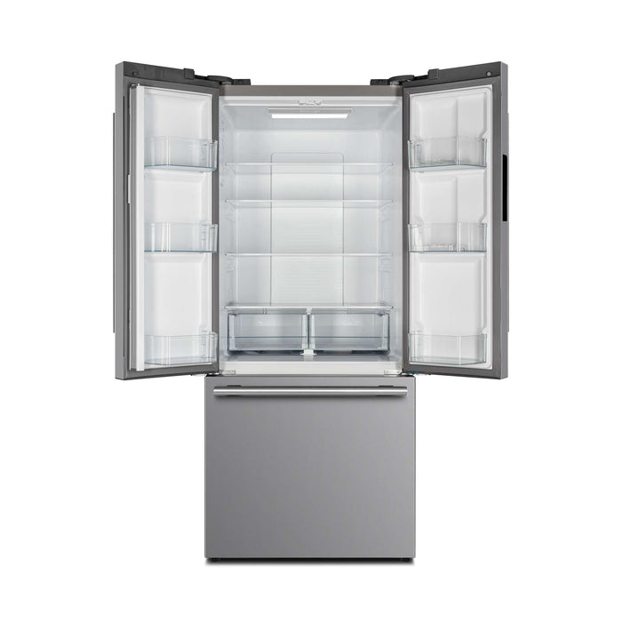 Forno Gallipoli 30" French Door Refrigerator with Bottom Freezer 17.5 cu. ft Capacity - Stainless Steel No Frost Fridge with Ice Maker