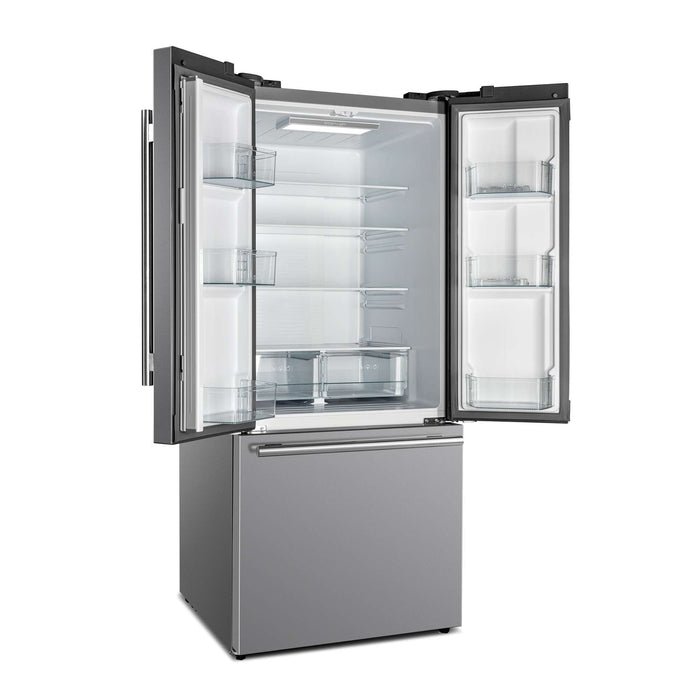 Forno Gallipoli 30" French Door Refrigerator with Bottom Freezer 17.5 cu. ft Capacity - Stainless Steel No Frost Fridge with Ice Maker