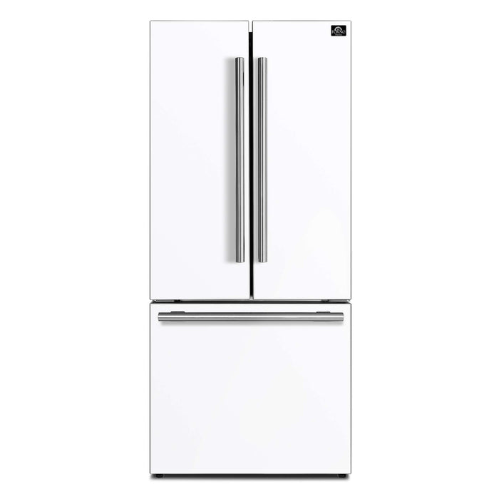 Forno Gallipoli Epsresso 30"-Wide White French Door Refrigerator with Bottom Freezer 17.5 Cu. Ft. Capacity - No Frost with Ice Maker