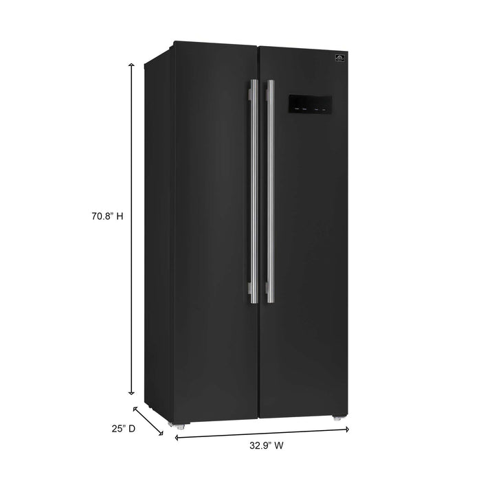 Forno Salerno Espresso 33" Side-by-Side 15.6 Cu.Ft. Black Refrigerator