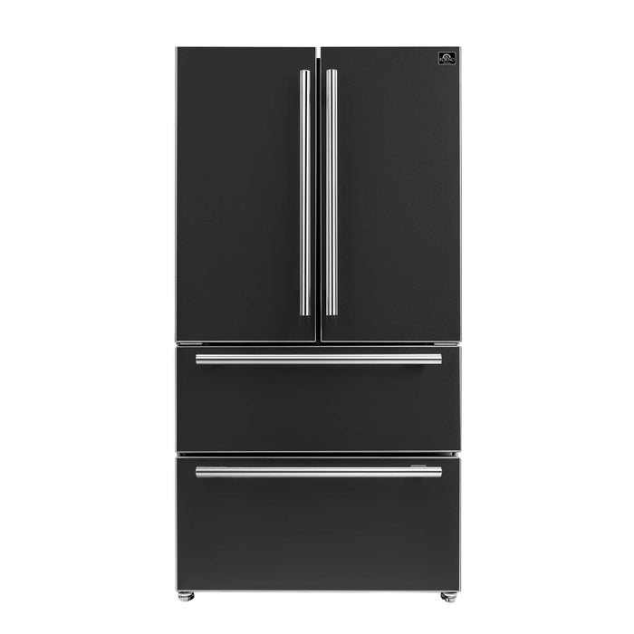 Forno Moena Espresso 36" French Door Refrigerator in Black, 19.2 cu. ft