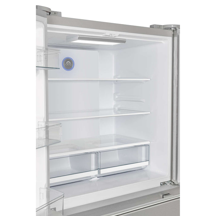 Forno Moena 36" French Door 19.2 cu. ft Stainless Steel Refrigerator, with Decorative Grill - 40" Wide in Stainless Steel