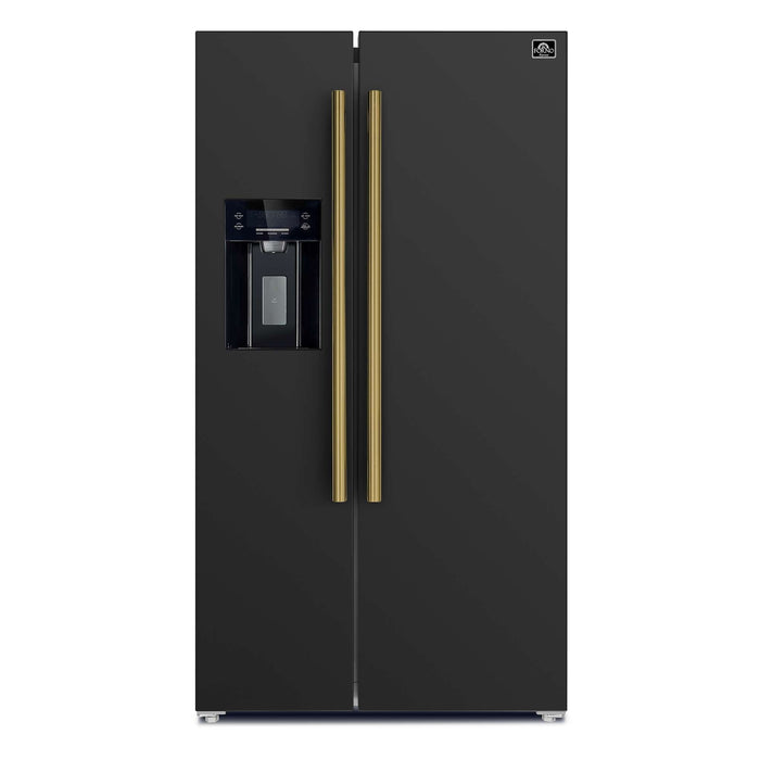 Forno Salerno Espresso 36" Side-by-Side Black Refrigerator 20 cu. ft