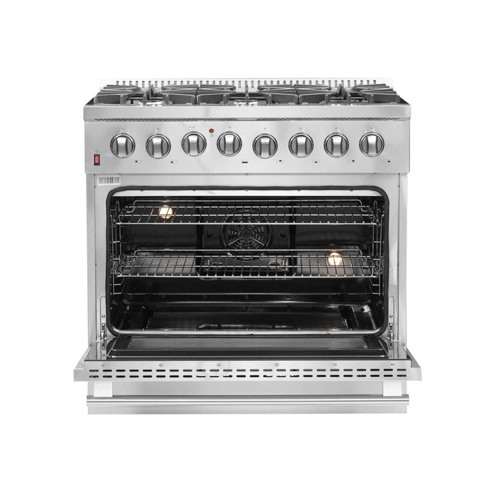 Forno Galiano 36" Freestanding Dual Fuel Range in Stainless Steel