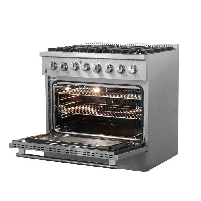 Forno Galiano 36" Freestanding Dual Fuel Range in Stainless Steel