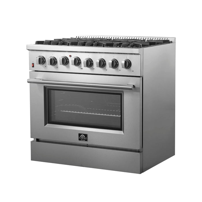 Forno Galiano 36" Freestanding Dual Fuel Range in Stainless Steel