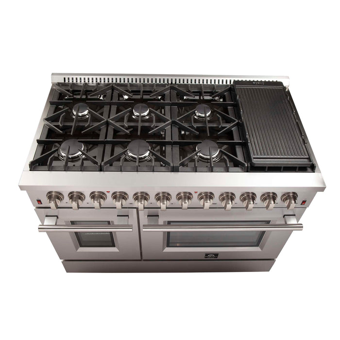 Forno Galiano 48" Freestanding Dual Fuel Range in Stainless Steel