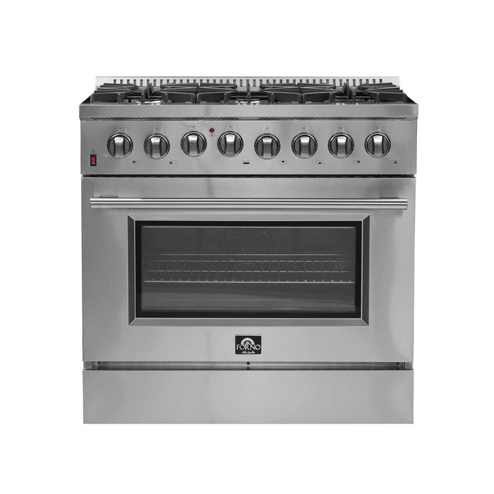 Forno Galiano 36" Freestanding Dual Fuel Range in Stainless Steel