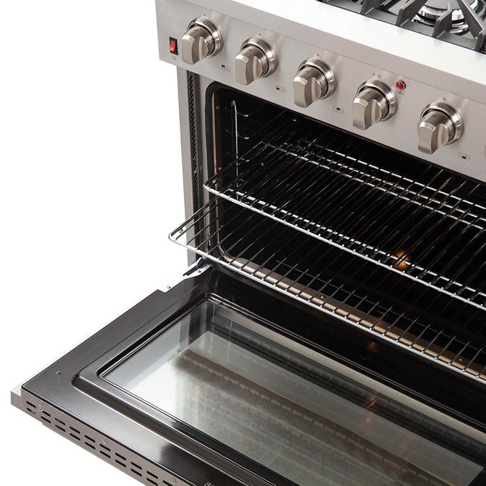 Forno Galiano 36" Freestanding Gas Range in Stainless Steel