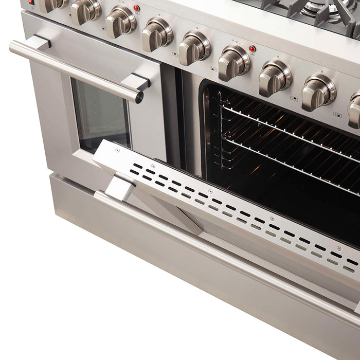 FORNO Galiano 48-inch Gas Range  8 Burners, 107,000 BTU, Griddle, 6.58 cu.ft. Double Oven with Color Options