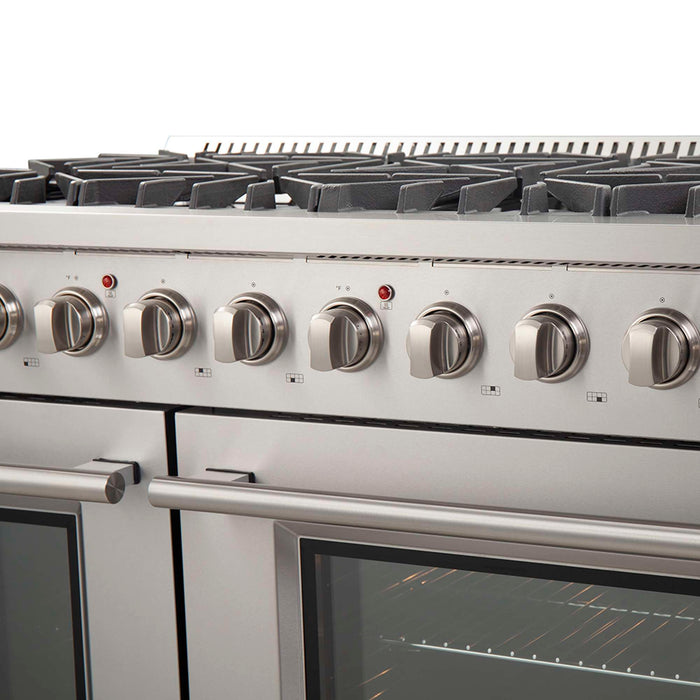 FORNO Galiano 48-inch Gas Range  8 Burners, 107,000 BTU, Griddle, 6.58 cu.ft. Double Oven with Color Options