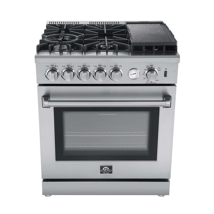 Forno Lazio 30" Freestanding Gas Range in Stainless Steel