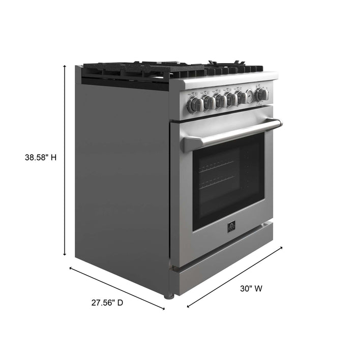 Forno Lazio 30" Freestanding Gas Range in Stainless Steel