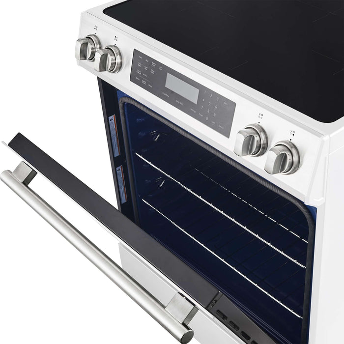 Forno Donatello Espresso  30-Inch Slide-In Induction Range White in Stainless Steel