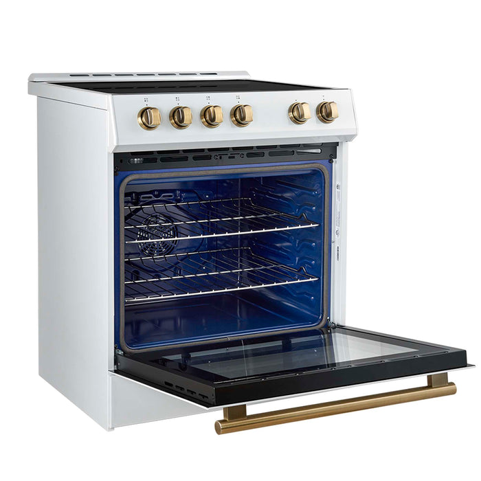 Forno Leonardo Espresso 30-Inch Slide-In White Induction Range