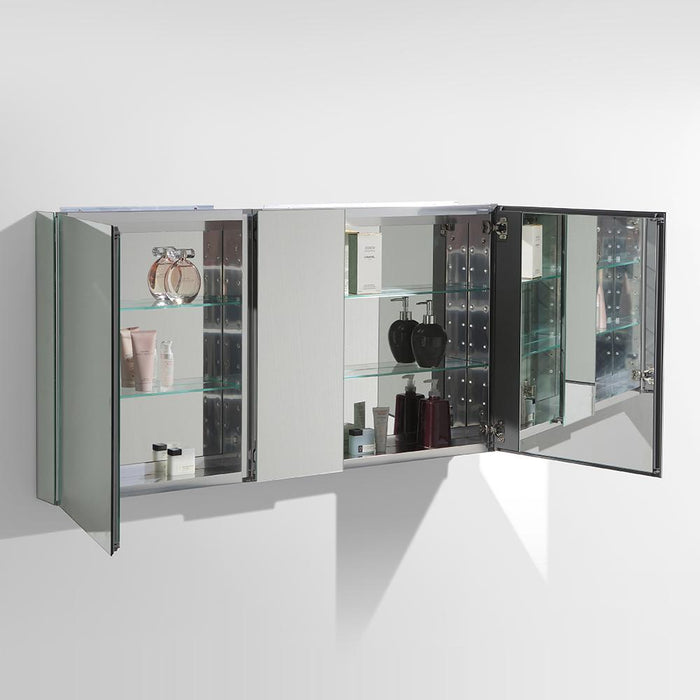 Fresca 50" Wide x 26" Tall Bathroom Medicine Cabinet w/ Mirrors