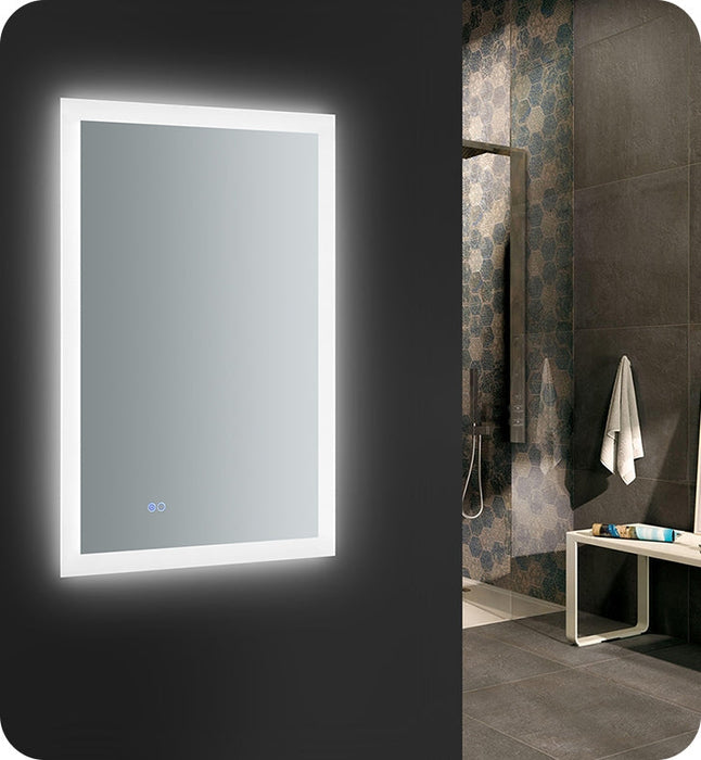 Fresca Angelo 24" Wide x 36" Tall Bathroom Mirror w/ Halo Style LED Lighting and Defogger