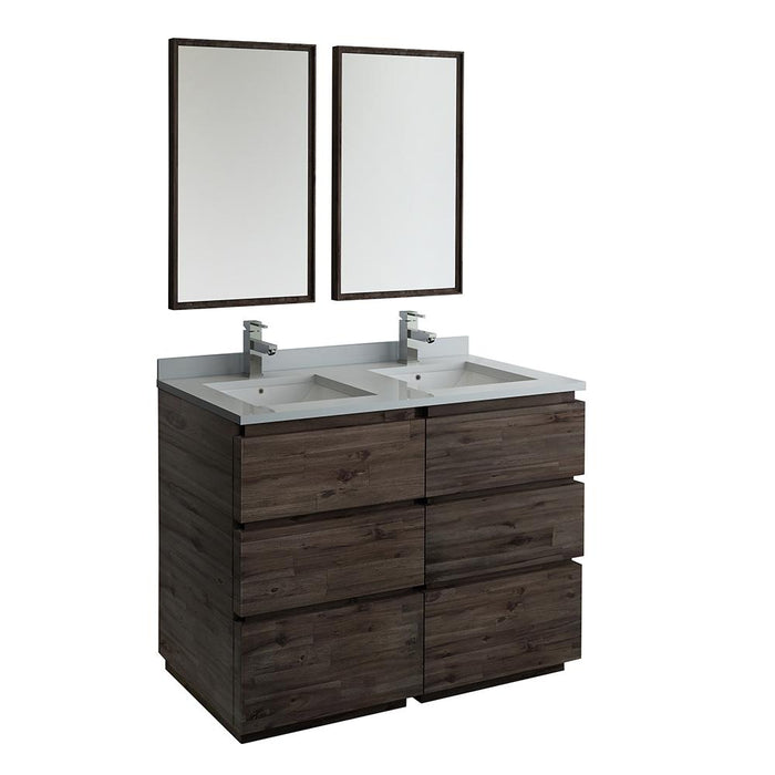 Fresca Formosa 48" Floor Standing Double Sink Modern Bathroom Vanity w/ Mirrors