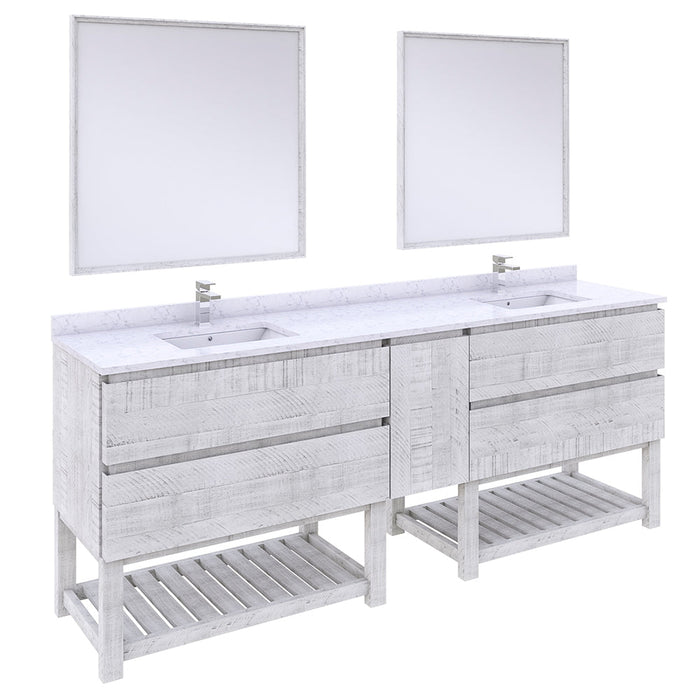 Fresca Formosa 84" Floor Standing Double Sink Modern Bathroom Vanity w/ Open Bottom & Mirrors