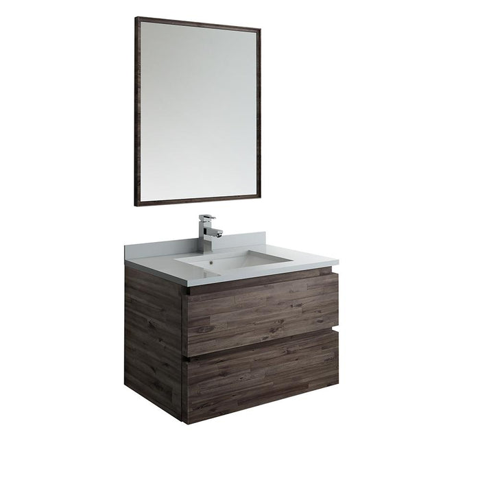 Fresca Formosa 30" Wall Hung Modern Bathroom Vanity w/ Mirror