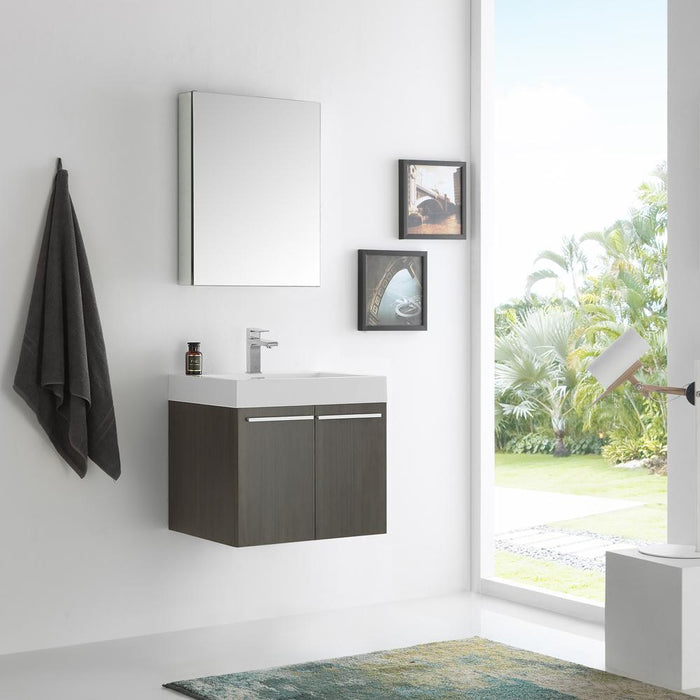 Fresca Alto 23" Gray Oak Wall Hung Modern Bathroom Vanity w/ Medicine Cabinet