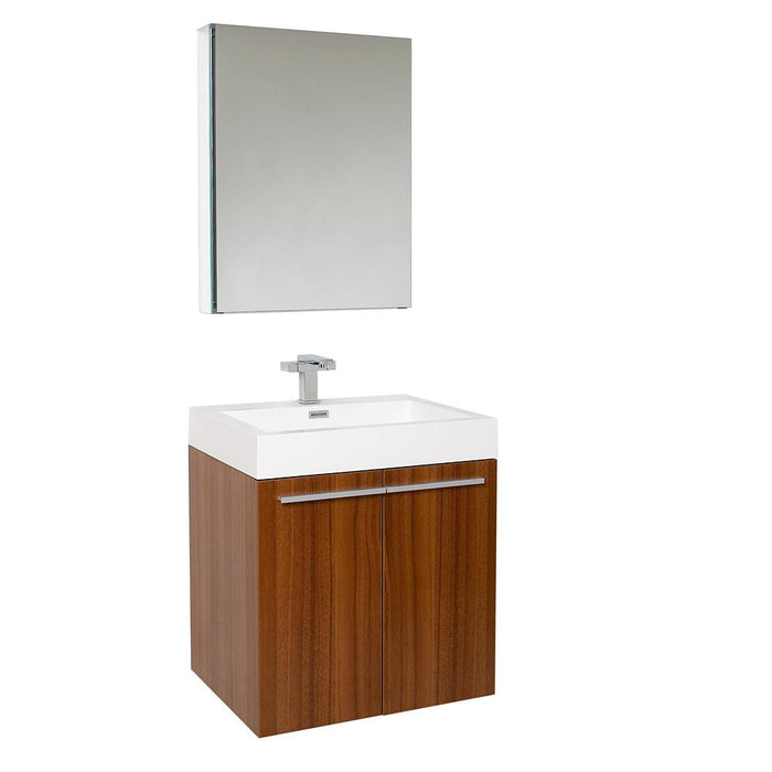 Fresca Alto 23" Teak Modern Bathroom Vanity w/ Medicine Cabinet