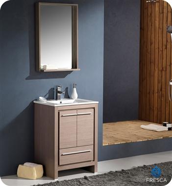 Fresca Allier 24" Gray Oak Modern Bathroom Vanity w/ Mirror