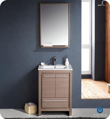 Fresca Allier 24" Gray Oak Modern Bathroom Vanity w/ Mirror