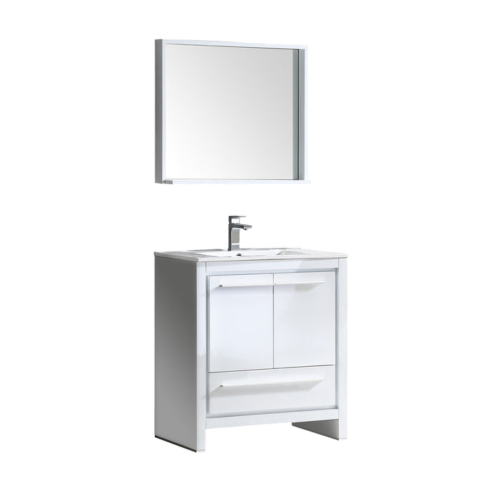 Fresca Allier 30" White Modern Bathroom Vanity w/ Mirror