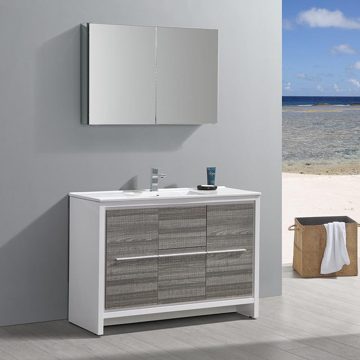 Fresca Allier Rio 48" Ash Gray Single Sink Modern Bathroom Vanity w/ Medicine Cabinet