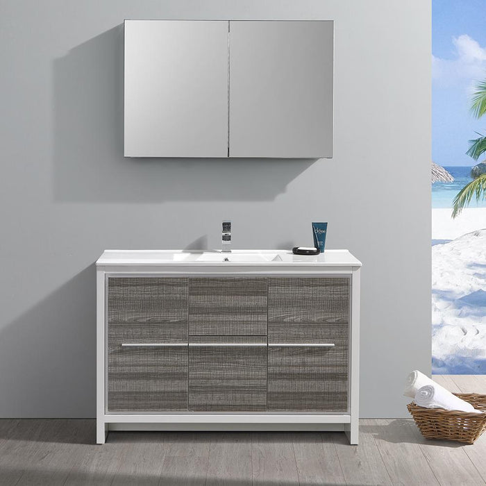 Fresca Allier Rio 48" Ash Gray Single Sink Modern Bathroom Vanity w/ Medicine Cabinet