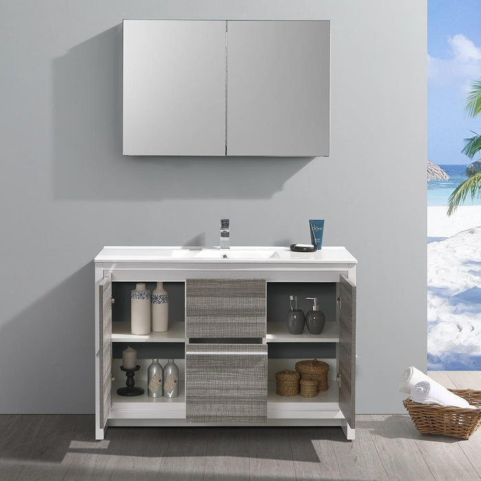 Fresca Allier Rio 48" Ash Gray Single Sink Modern Bathroom Vanity w/ Medicine Cabinet