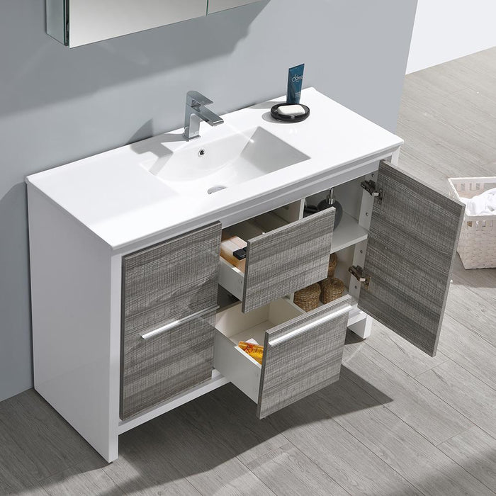 Fresca Allier Rio 48" Ash Gray Single Sink Modern Bathroom Vanity w/ Medicine Cabinet