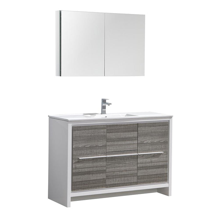 Fresca Allier Rio 48" Ash Gray Single Sink Modern Bathroom Vanity w/ Medicine Cabinet