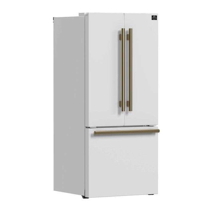 Forno Gallipoli Epsresso 30"-Wide White French Door Refrigerator with Bottom Freezer 17.5 Cu. Ft. Capacity - No Frost with Ice Maker