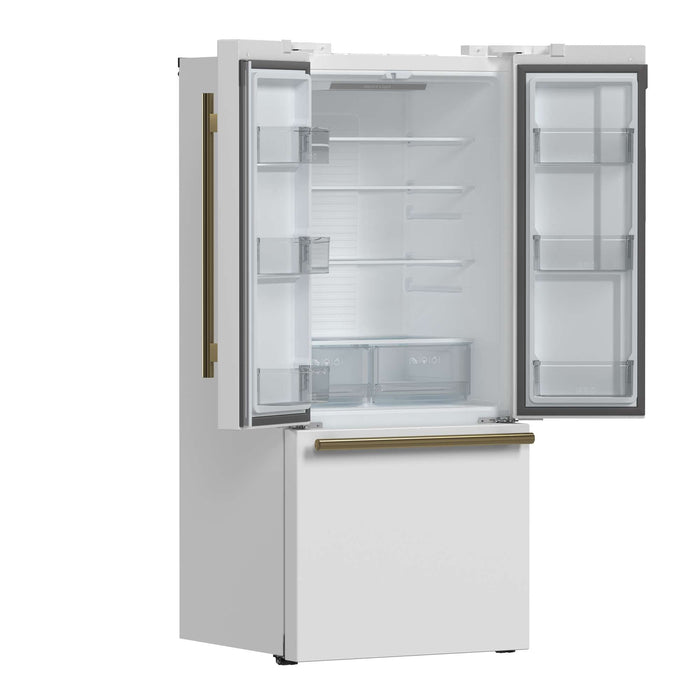 Forno Gallipoli Epsresso 30"-Wide White French Door Refrigerator with Bottom Freezer 17.5 Cu. Ft. Capacity - No Frost with Ice Maker