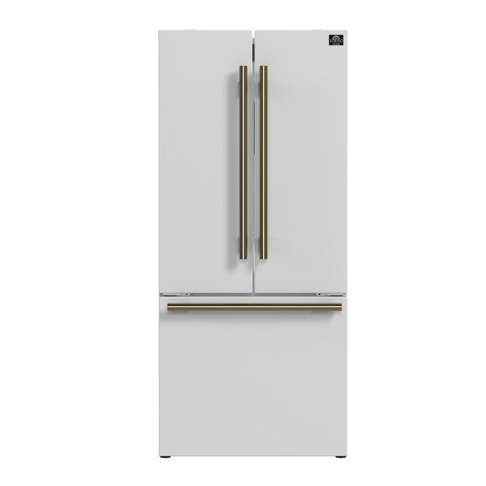 Forno Gallipoli Epsresso 30"-Wide White French Door Refrigerator with Bottom Freezer 17.5 Cu. Ft. Capacity - No Frost with Ice Maker