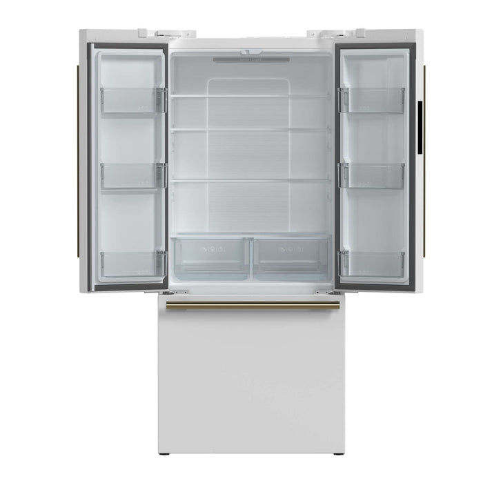 Forno Gallipoli Epsresso 30"-Wide White French Door Refrigerator with Bottom Freezer 17.5 Cu. Ft. Capacity - No Frost with Ice Maker