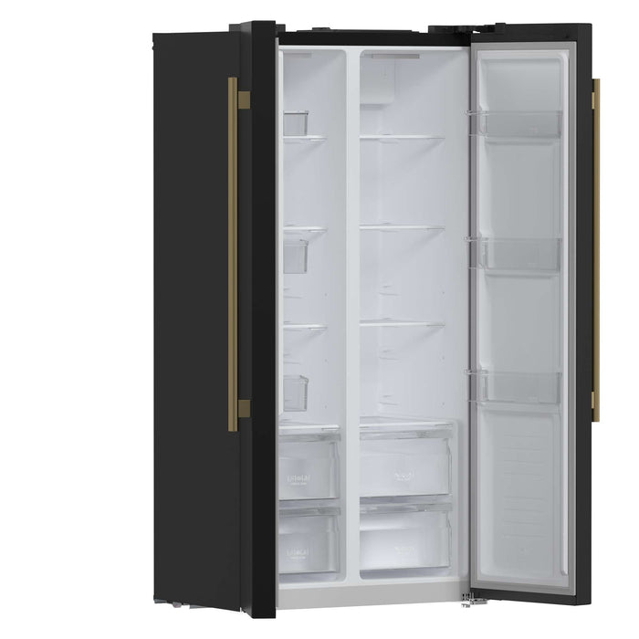 Forno Salerno Espresso 33" Side-by-Side 15.6 Cu.Ft. Black Refrigerator