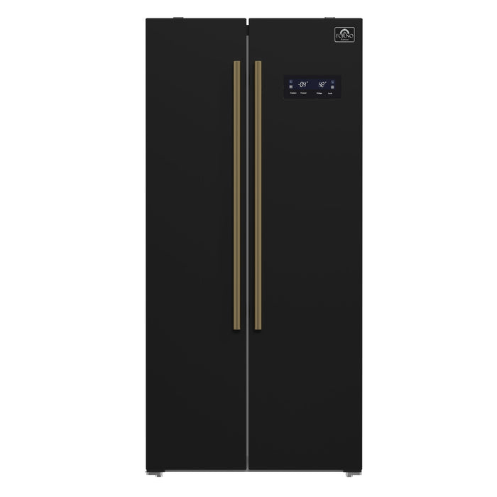 Forno Salerno Espresso 33" Side-by-Side 15.6 Cu.Ft. Black Refrigerator