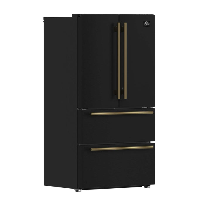 Forno Moena Espresso 36" French Door Refrigerator in Black, 19.2 cu. ft