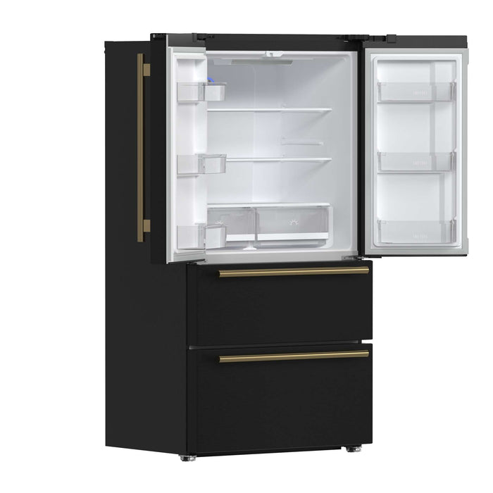 Forno Moena Espresso 36" French Door Refrigerator in Black, 19.2 cu. ft