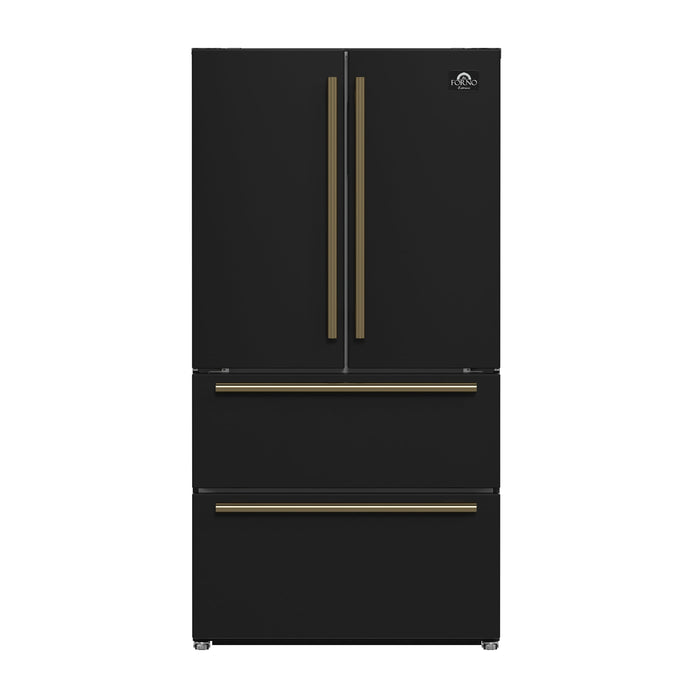 Forno Moena Espresso 36" French Door Refrigerator in Black, 19.2 cu. ft