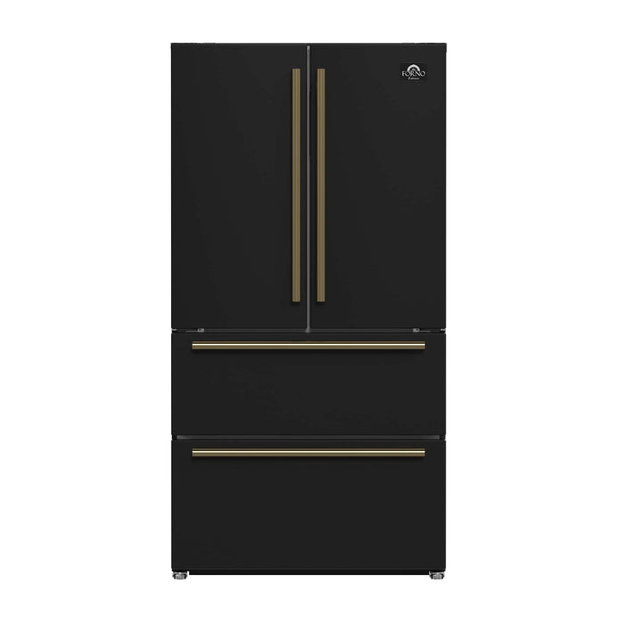 Forno Moena Espresso 36" French Door Refrigerator in Black, 19.2 cu. ft