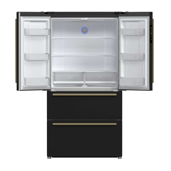 Forno Moena Espresso 36" French Door Refrigerator in Black, 19.2 cu. ft