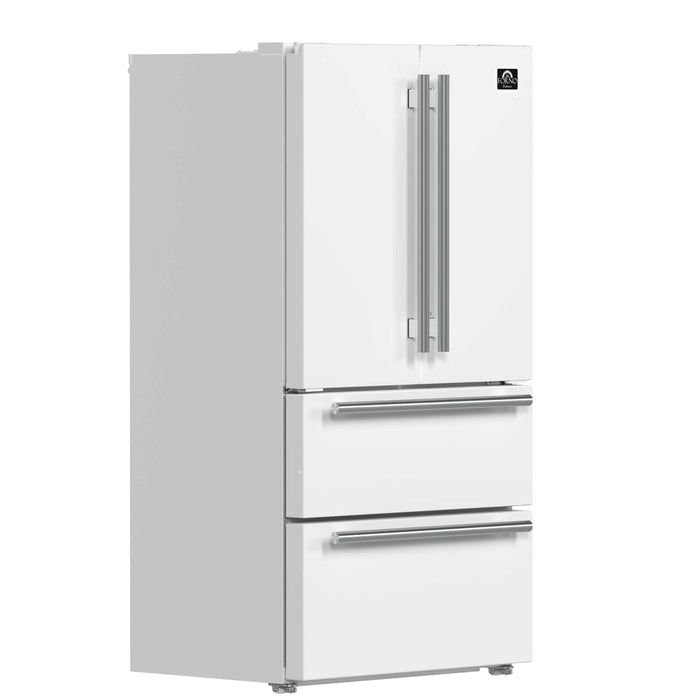 Forno Moena Espresso 36" French Door Refrigerator in White, 19.2 cu. ft with Color Options for Handles