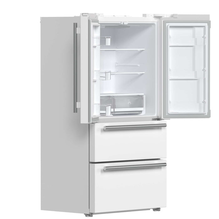 Forno Moena Espresso 36" French Door Refrigerator in White, 19.2 cu. ft with Color Options for Handles